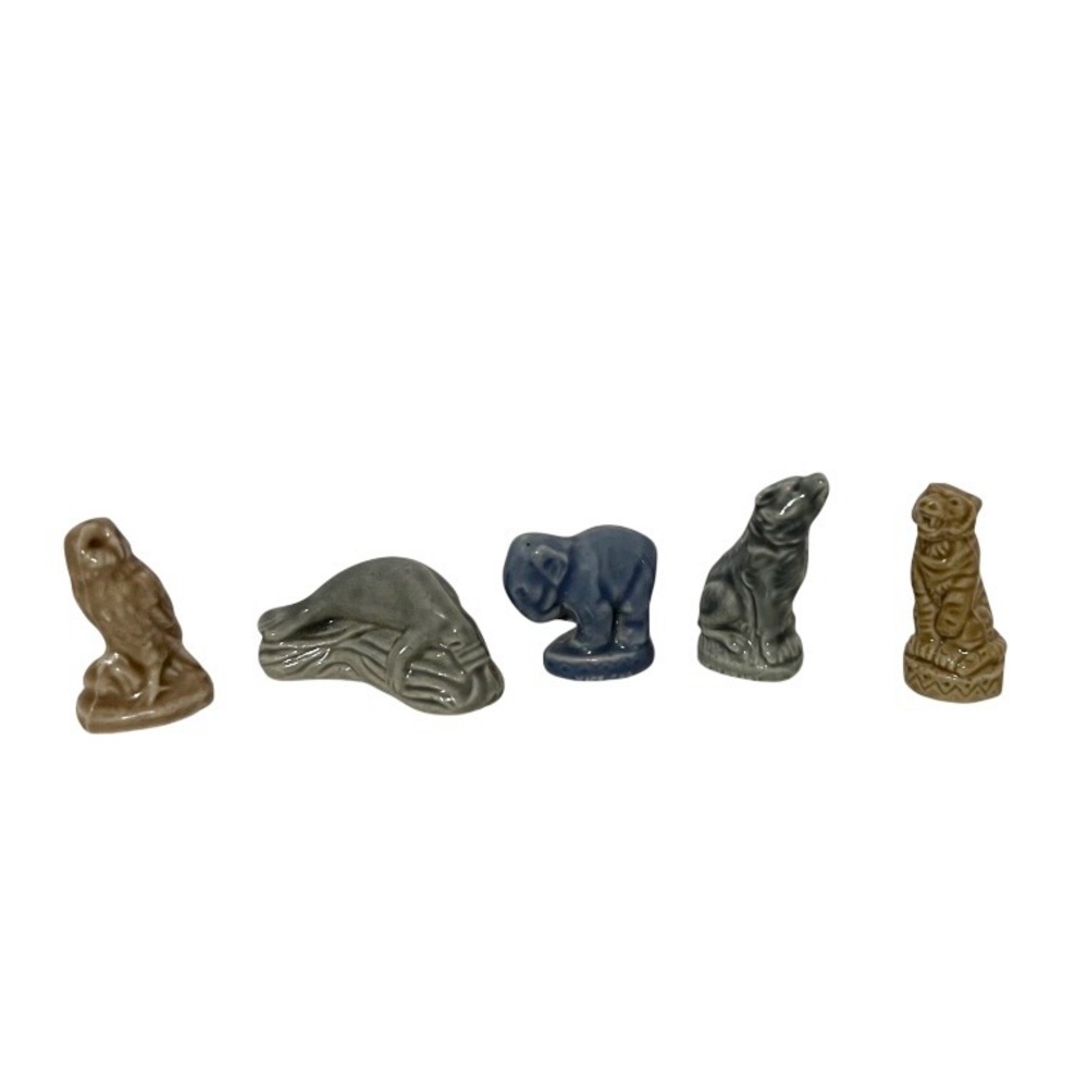 LOT OF 5 Ceramic Wade Rose Tea Miniature Figurines England Glossy Vintage